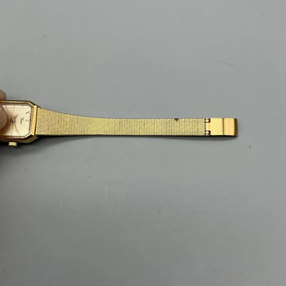 Vintage Timex Women Watch 16mm Champagne Dial Gold Tone Mesh Band New Battery - Picture 6 of 12